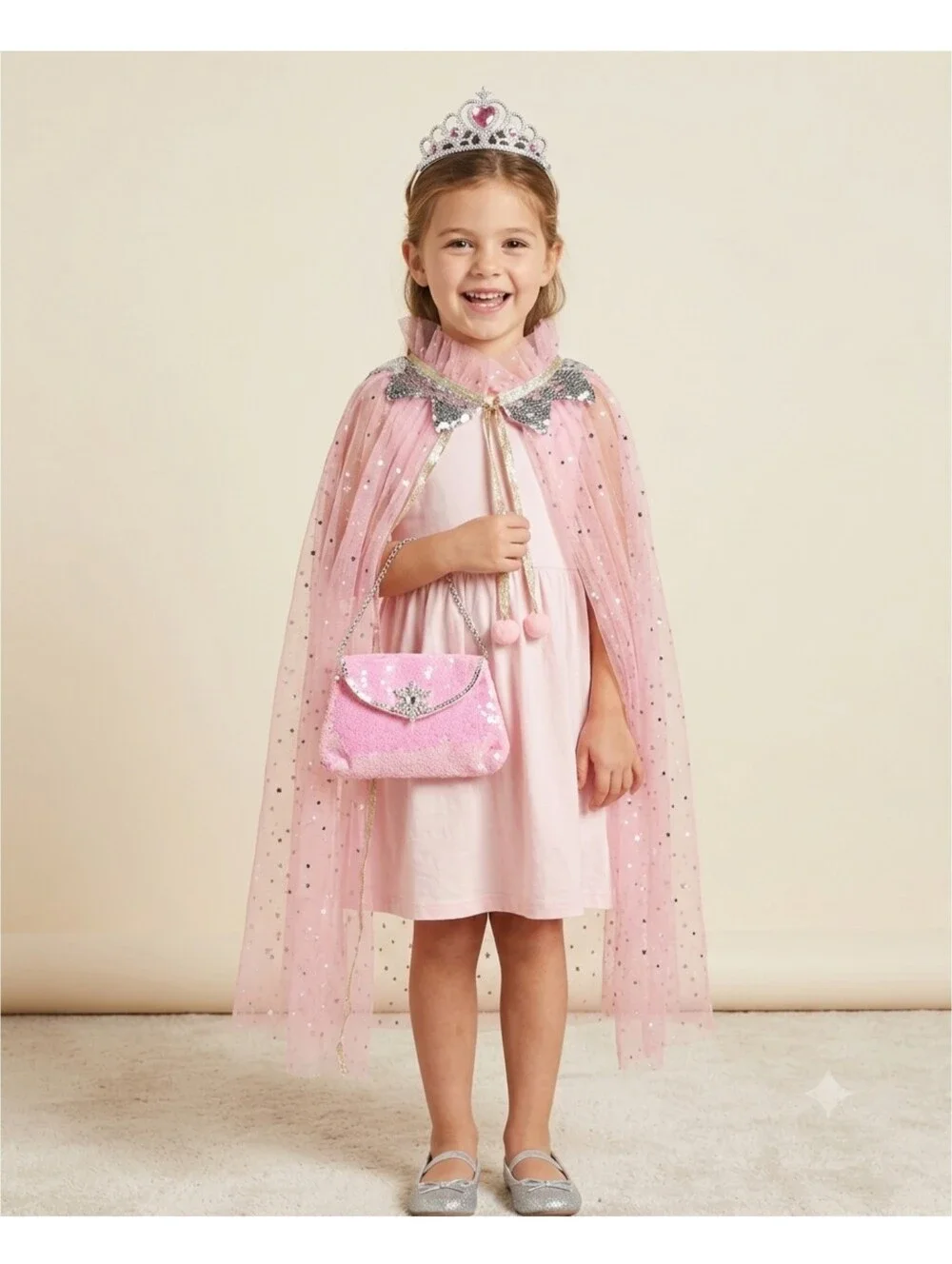 Girl's Princess Dress Up includes Cape, Tiara Headband and Purse New in Bag